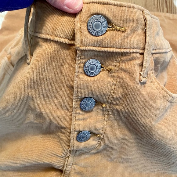 LEVI’S 721 HIGH RISE SKINNY BUTTON FLY CAMEL TAN CORDUROY JEANS SIZE 27x28 - Picture 13 of 16